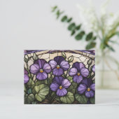 Buntglas Veilchenblumen Postkarte (Stehend Vorderseite)