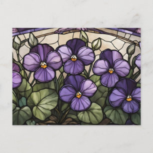 Buntglas Veilchenblumen  Postkarte