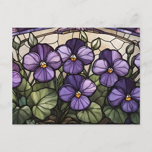 Buntglas Veilchenblumen Postkarte (Vorderseite)