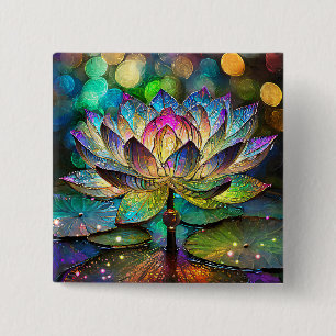 Buntglas Vibrante Lotusblume Button