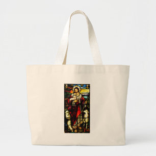 Buntglas von Jesus Der gute Hirte Jumbo Stoffbeutel