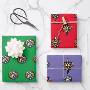 Buntglas Weihnachten Kunden Geschenkpapier Bogen Set