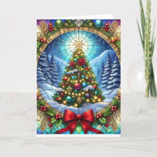 Buntglas-Weihnachtsbaum Feiertagskarte
