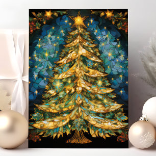 Buntglas-Weihnachtsbaum Feiertagskarte