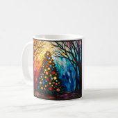 Buntglas-Weihnachtsbaum Frohe Weihnachten Kaffeetasse (Vorderseite Links)