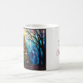 Buntglas-Weihnachtsbaum Frohe Weihnachten Kaffeetasse (Mittel)