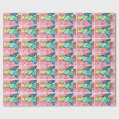 Buntglas-Weihnachtsbaum Geschenkpapier (Flach)