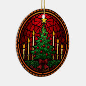 Buntglas-Weihnachtsbaum & Kerzen Keramik Ornament (Rechts)