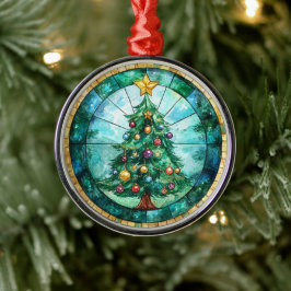 Buntglas-Weihnachtsbaum & Stern Feiertage Ornament Aus Metall