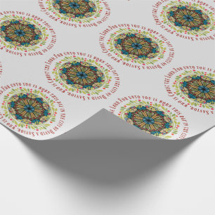 Buntglas-WeihnachtsKranzluke-2:11 Vers Geschenkpapier