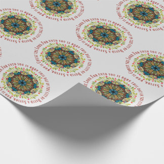 Buntglas-WeihnachtsKranzluke-2:11 Vers Geschenkpapier