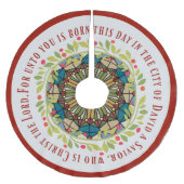 Buntglas-WeihnachtsKranzluke-2:11 Vers Polyester Weihnachtsbaumdecke (Vorderseite)