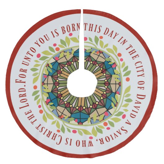 Buntglas-WeihnachtsKranzluke-2:11 Vers Polyester Weihnachtsbaumdecke (Vorderseite)