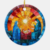 Buntglas-Weihnachtskrippe-Christmas-Schmuck Keramik Ornament (Hinten)