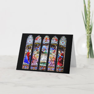 Buntglas-Weihnachtskrippenszene-Feiertagskarte Feiertagskarte