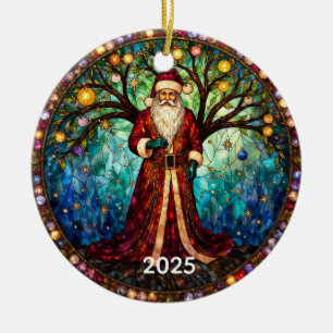 Buntglas-Weihnachtsmann-Christbaum des Lebens Keramik Ornament