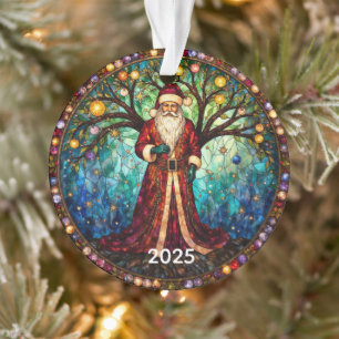 Buntglas-Weihnachtsmann-Christbaum des Lebens Ornament