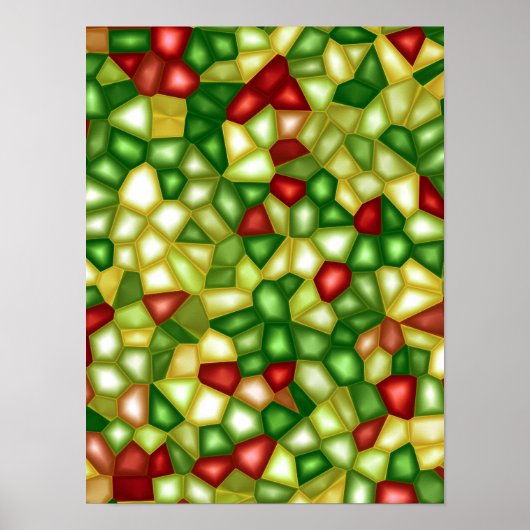 Buntglas-Weihnachtsmosaik Poster (Vorne)