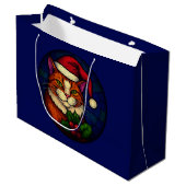 Buntglas-Weihnachtsorange Tabby-Katze Große Geschenktüte (Vorderseite Schrägansicht)