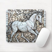 Buntglas Weißes Pferd Für Pferdeliebhaber Mousepad (Mit Mouse)