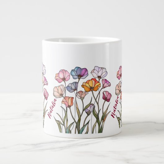 Buntglas-Wildblume Jumbo-Tasse (Vorderseite)