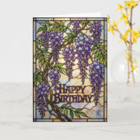 Buntglas-Wisteria-Art-Nouveau-Geburtstagskarte