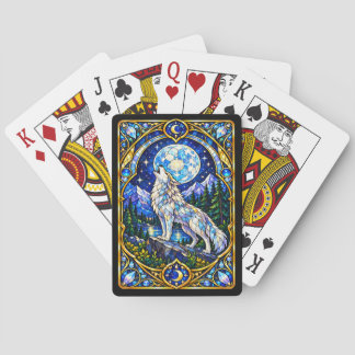 Buntglas-Wolf-Spielkarten Spielkarten