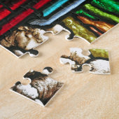 Buntglasbild von Jesus und von Lämmern Puzzle (Seite)