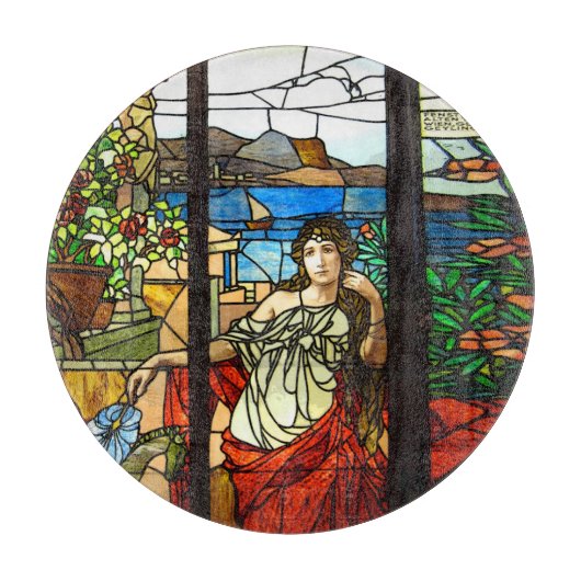 Buntglasblick mit Damensitzen Schneidebrett (Vorderseite)