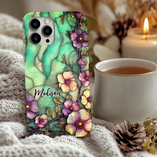 Buntglasblumen Türkis Case-Mate iPhone Hülle