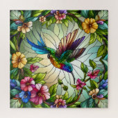 Buntglasdesign des Kolibris Puzzle (Horizontal)