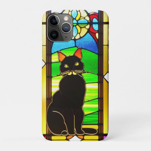 Buntglasdesign mit Katze Case-Mate iPhone Hülle (Rückseite)