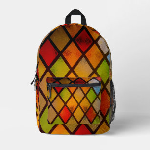 Buntglasfenster-Diamantmuster Bedruckter Rucksack