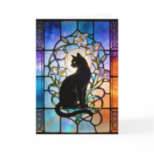 Buntglasfenster mit Katze
