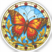 Buntglasfenster Schmetterling Aufkleber (Vorderseite)