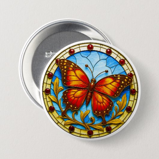 Buntglasfenster Schmetterling Button (Vorne & Hinten)