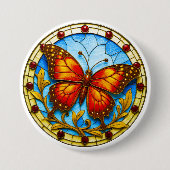 Buntglasfenster Schmetterling Button (Vorderseite)