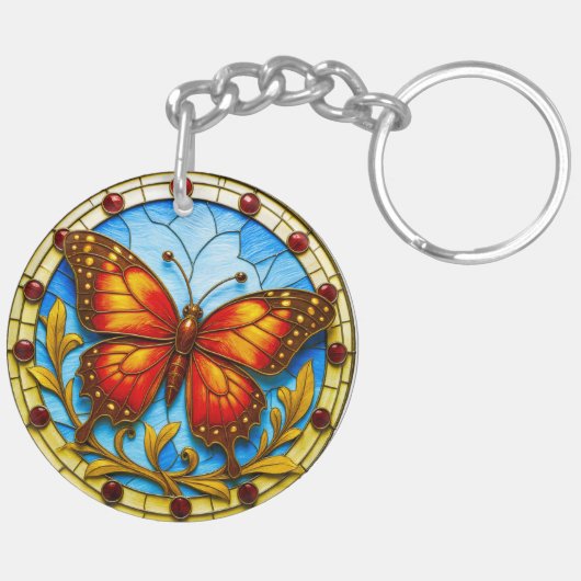 Buntglasfenster Schmetterling Schlüsselanhänger (Rückseite komplett)