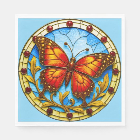 Buntglasfenster Schmetterling Serviette (Vorderseite)