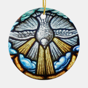 Buntglasfenster-Tauben-Ornament Keramik Ornament