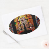 Buntglasjesus Ovaler Aufkleber (Umschlag)