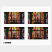 Buntglasjesus Rechteckiger Aufkleber (Blatt)