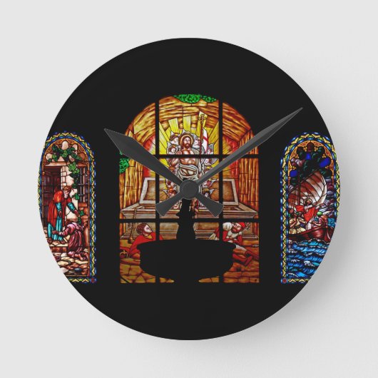 Buntglasjesus Runde Wanduhr (Vorderseite)