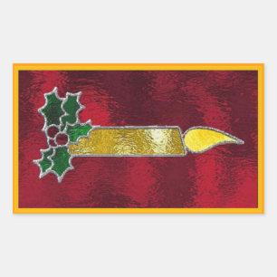 Buntglaskerze Rechteckiger Aufkleber