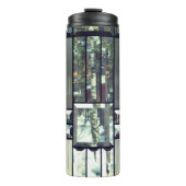 Buntglaskuchen-Birke, silberschwarz Thermosbecher (Vorderseite)