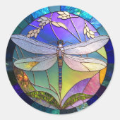 Buntglaslibelle runder aufkleber (Vorderseite)