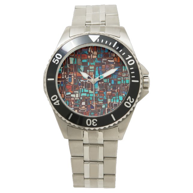 Buntglasmosaik abstrakt armbanduhr (Vorderseite)
