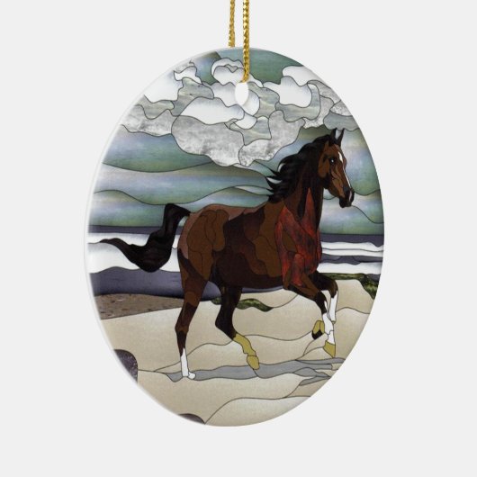 Buntglaspferd Keramik Ornament (Rechts)