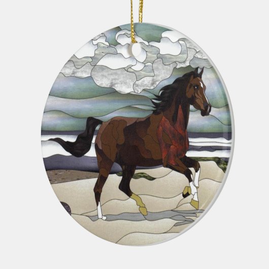 Buntglaspferd Keramik Ornament (Links)