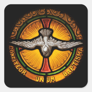 Buntglastaube Quadratischer Aufkleber